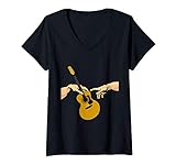 Mujer Creación de Adam Michelangelo Guitarra Ukulele Arte Musical Camiseta Cuello V