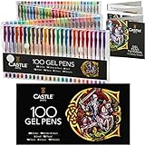 Castle Art Supplies Estuche 100 Bolígrafos Gel Colorear, Profesionales | Caja Premium | Dibujos,...