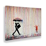 Giallobus - Pintura - Banksy - Lluvia de colores - Tela canvas - 100x70