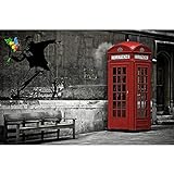 GREAT ART® XXL Poster – Banksy Love Is In The Air – Mural Arte Callejero Estilo Urbano Artista...